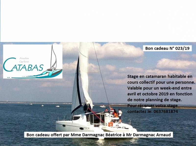 bon cadeau stage en catamaran habitable à arcachon