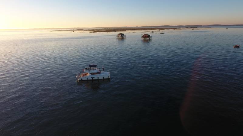 coucher de soleil en catamaran bassin d'arcachon